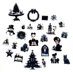 Victorian Goth Xmas Stickers Junk Journal Collage Scrapbooking