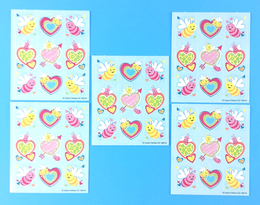 Carson Dellosa Love Bugs Hearts & Bees Mini Sticker Sheets Lot Of 5