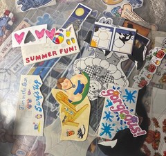 Large Scrapbooking Sticker Ephemera Lot School Baby Holiday Plus Binder Sleeves