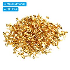 4.5 x 8 mm Mini Brads for Paper Crafts, 300 Pcs Round Paper Fastener, Gold