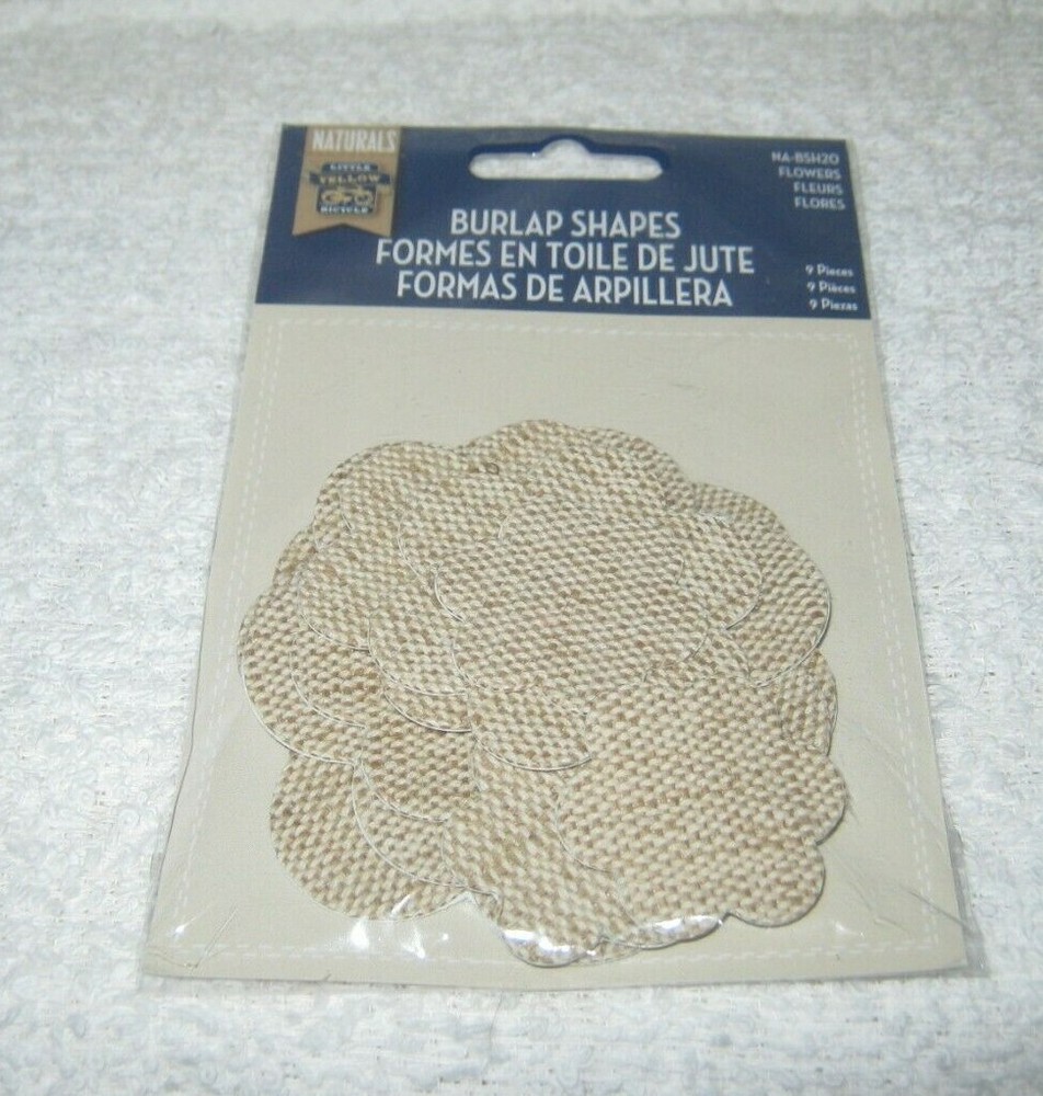 Little Yellow Bicycle – Naturals – Burlap Shapes – Flowers – New Package