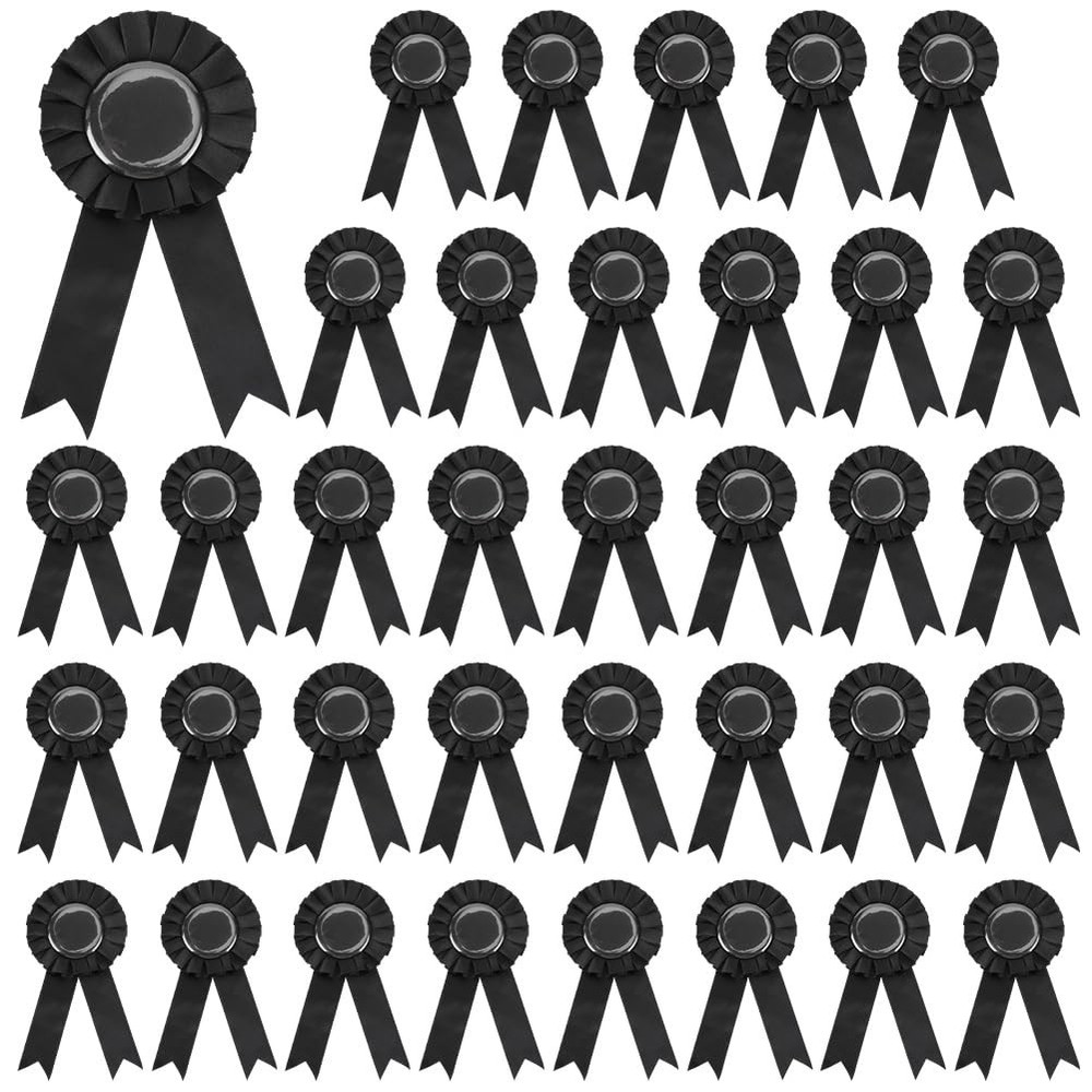 36 PCS Blank Award Ribbons Prize 1st Place Black Medals Recognition