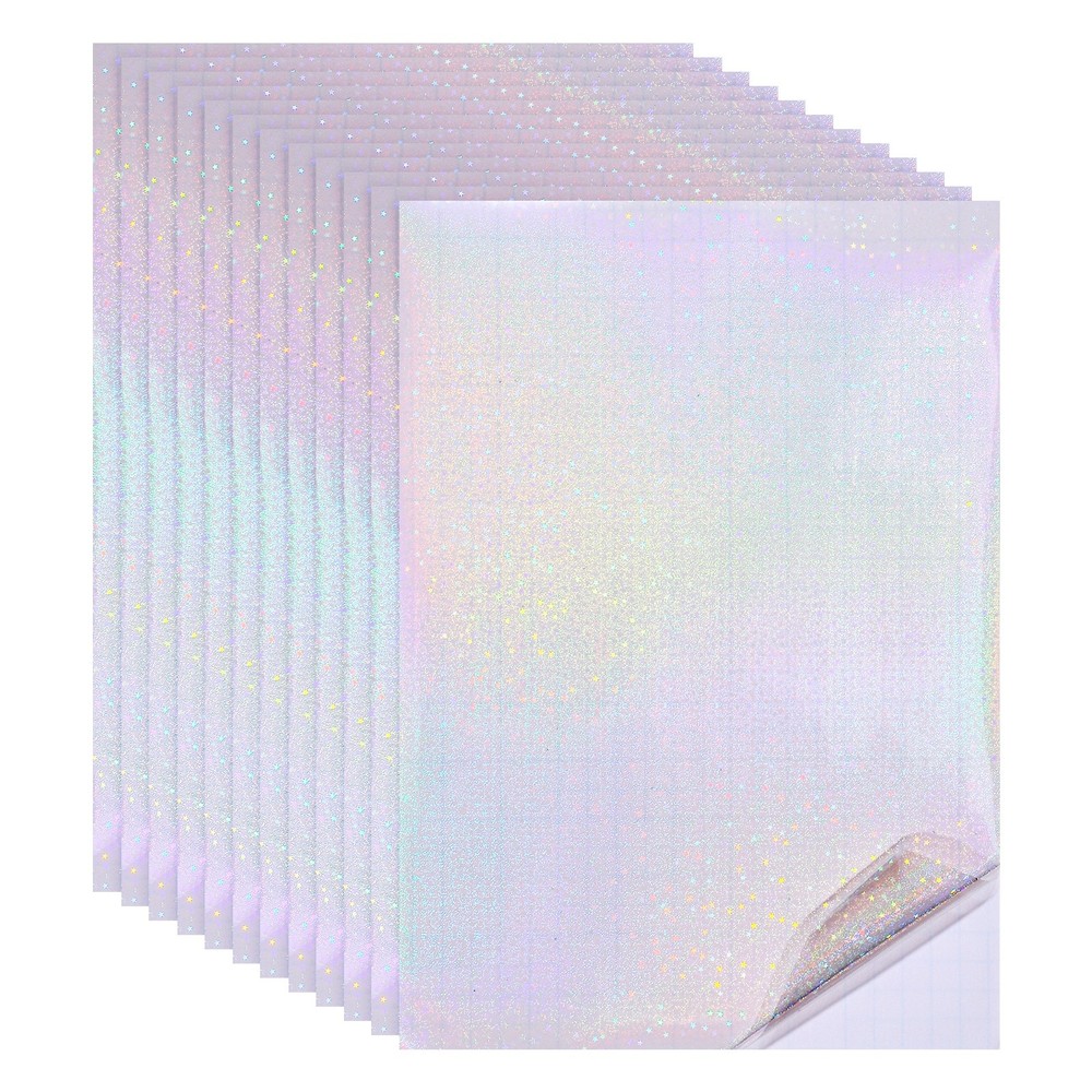12x8in Holographic Laminate Sheets 12Pcs Sticker Paper Fine Sparkle Pattern