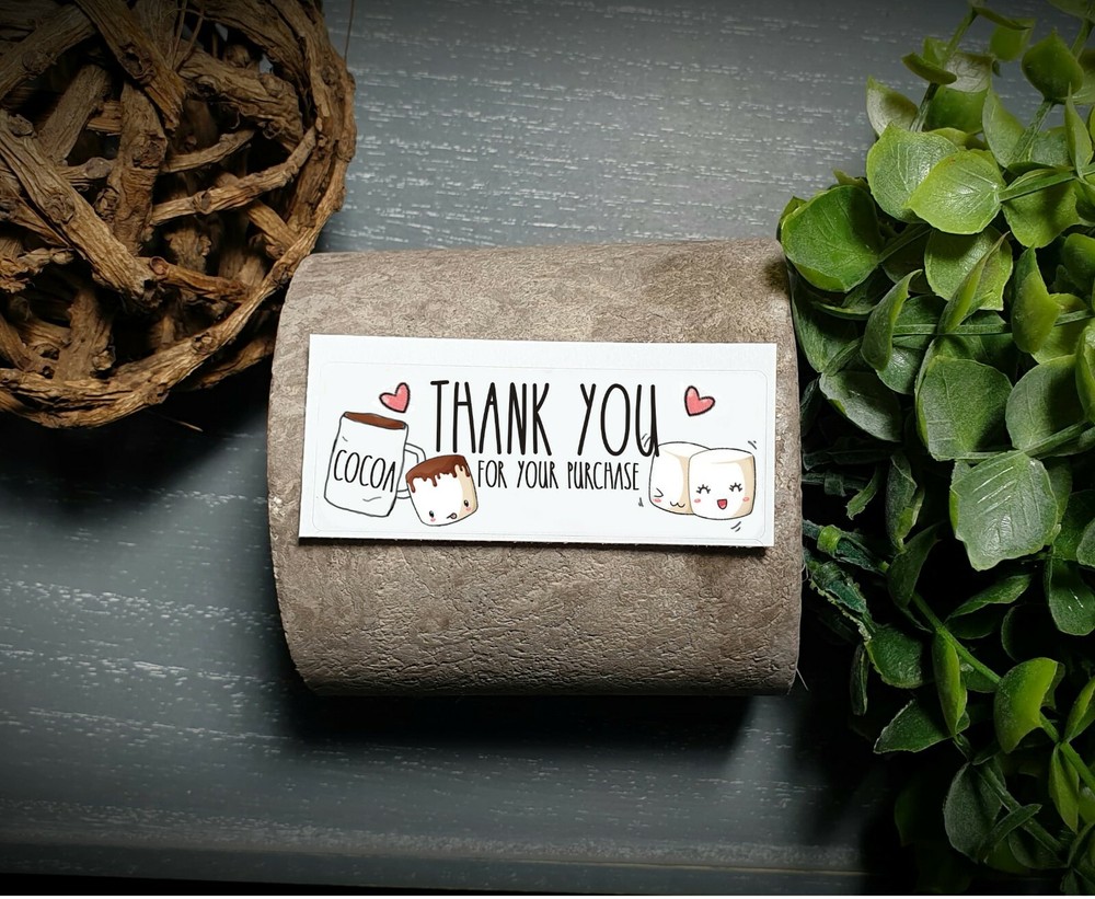 Thank you sticker labels Marshmallow ( 1×2 5/8 «) thank you labels
