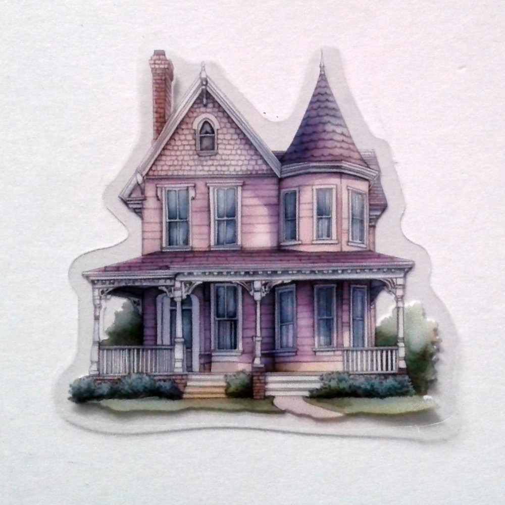 Victorian Style Fairy Tale House Clear Vinyl Decal Sticker Water Resistant Gift