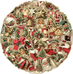 50PCS Christmas Theme Stickers, Non-Repeating Vinyl Waterproof Vintage Christmas