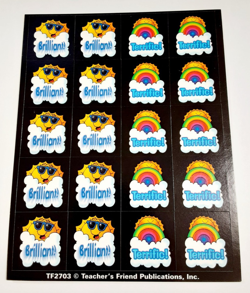 Teacher’s Friend sun rainbow reward sticker sheet