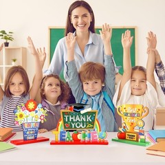 4PCS Teacher Appreciation Wooden Sign Table Decoration School Classroom Desk