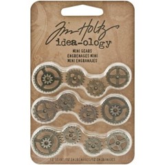 Tim Holtz Idea-ology Mini Gears Metal Antique Nickel, Brass & Copper Asst Sizes
