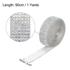 3Roll 1 Yard 8mm Self Adhesive Crystal Ribbon Black,Gold,White