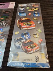 Scrapbook Lot of 2 Dimensional Sticker pks Shiny Nascar EK Racecars Racecar Car