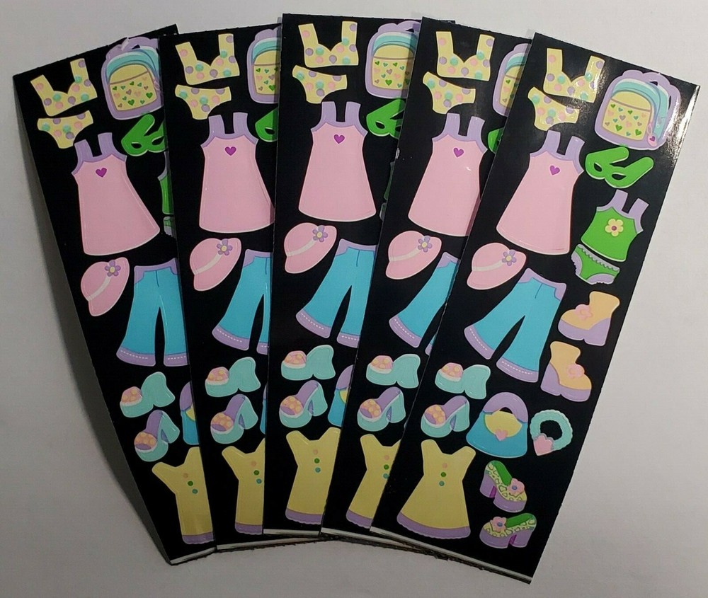 Sandylion Stickers Dress Up lot of 5 SHEETS size 2″ X 6″