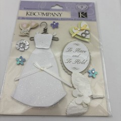 Dimensional Wedding & Love Theme Scrapbooking Stickers – Lot Of 4