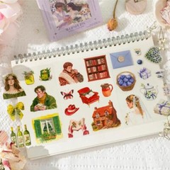 Book of Vintage Stickers Lady Girls Sticker PET + Paper Junk Journal Scrapbook