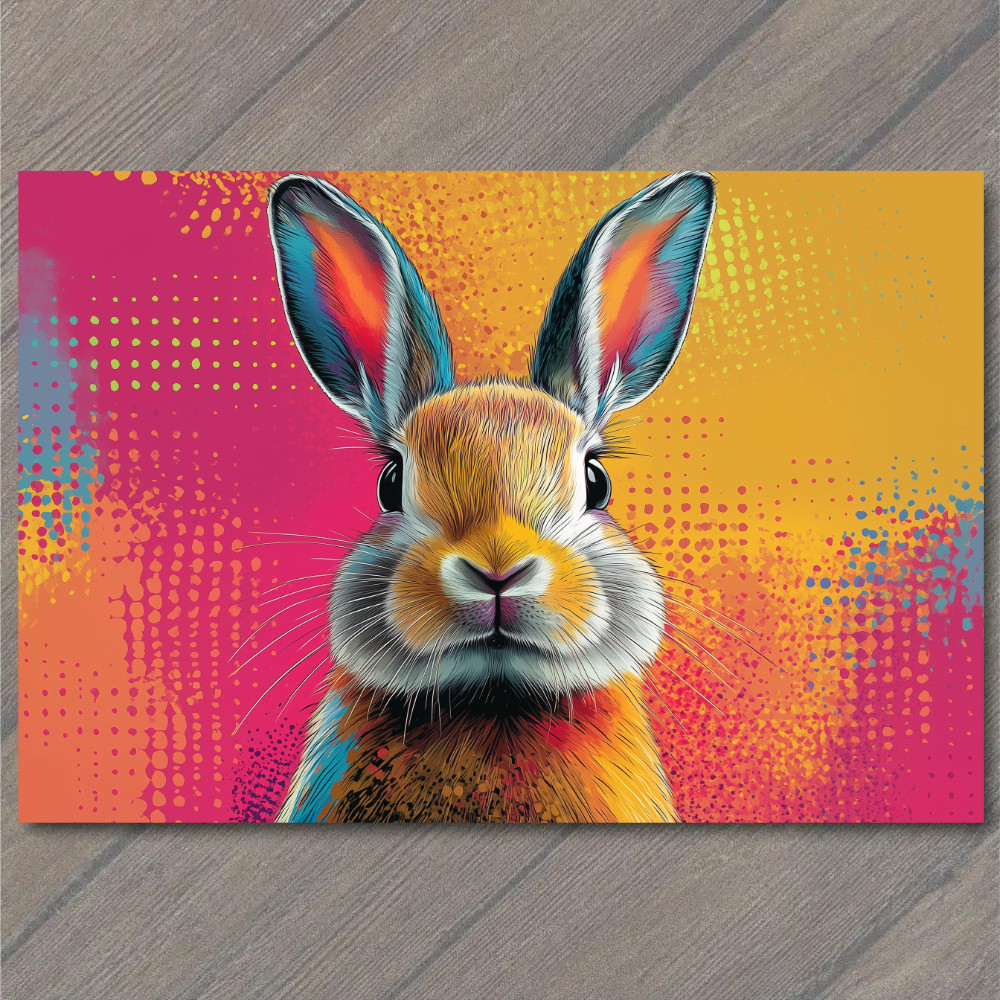 STICKER Bunny Rabbit Easter Color Explosion Whimsical Bright Pop Art Neon Fun