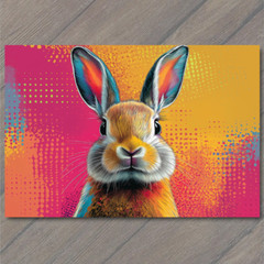 STICKER Bunny Rabbit Easter Color Explosion Whimsical Bright Pop Art Neon Fun