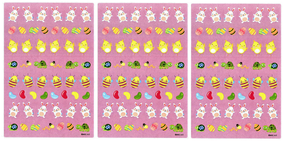 3 Sheets Easter Egg Mini Scrapbook Stickers Jelly Beans Chicks Turtle Bunny