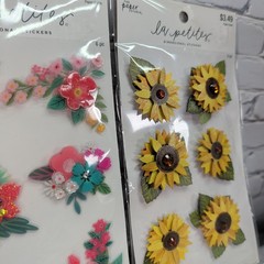 The Paper Studio Floral Sticker Bundle Sunflowers Poinsettias 6 Sheets New