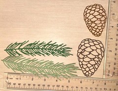 20 PINE & BRANCH cardstock paper die cut embellishments CHRISTMAS