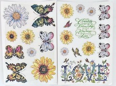 Vintage PSX Designs Stickers SET of 2 Sheets 4″X6″ Daisies/Butterfly/Love NEW