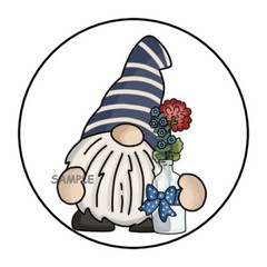 30 FLORAL GNOME ENVELOPE SEALS LABELS STICKERS 1.5″ ROUND RUSTIC COUNTRY 4TH