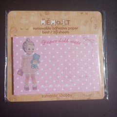 6 New Korean Vtg Paper Doll Mate Memo Pad 30 Sheet 7.5 x 5cm Stickers Pink Dot