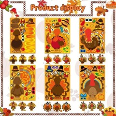 Make a 24PCS Thanksgiving Stickers for Kids Turkey Face Sticker Turkey Stickers