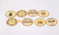 Vintage-Perfume-Soap-Linen Cardstock-Oval-Labels-Stickers-Set Of 8
