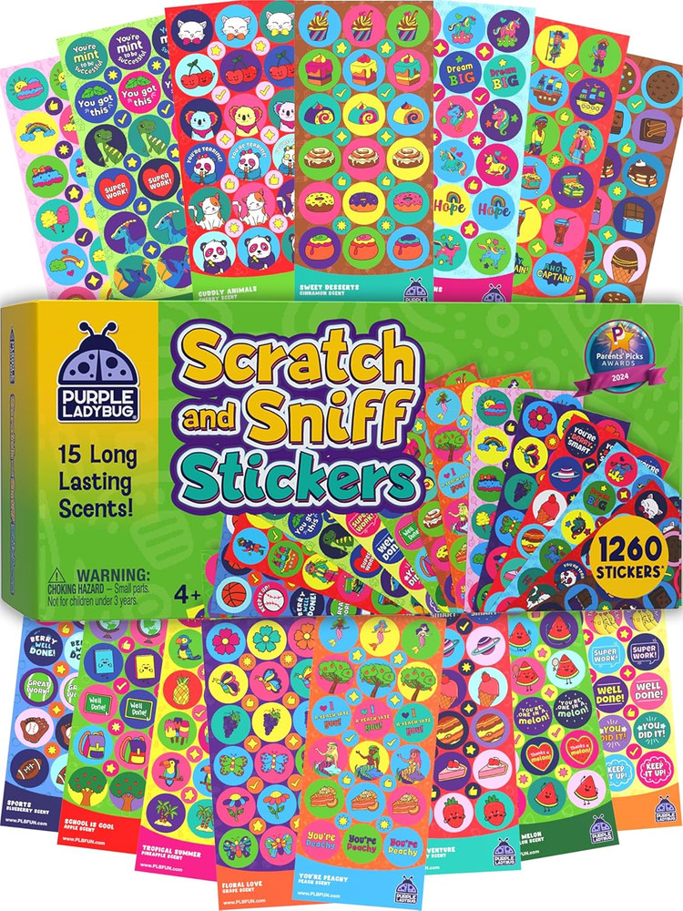 1260 Variety Scratch and Sniff Stickers – Classroom Decor with 15 Unique Scents
