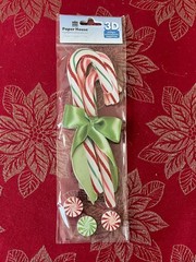 RARE – CANDY CANES RIBBON & CANDY PAPER HOUSE 3D STICKERS