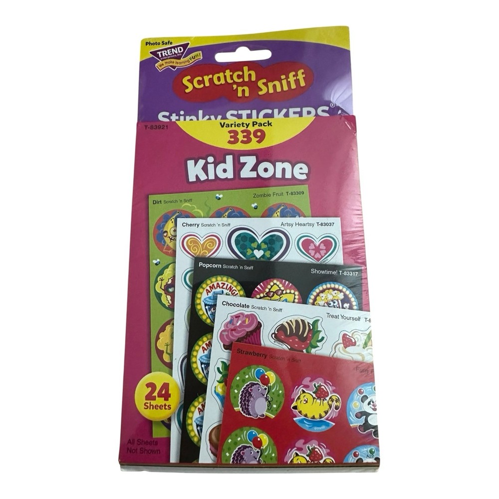 Trend Kid Zone Scratch n Sniff Stinky Stickers Variety Pack 339 Ct 24 Sheets New
