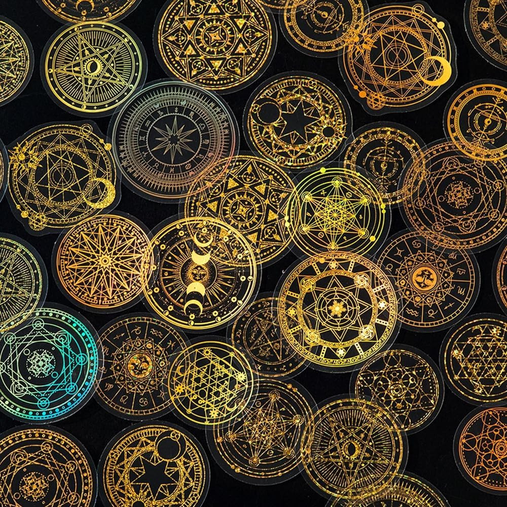 Gold Holographic Stickers, 90Pcs Magic Constellat Astronomy Stickers for Scrapb
