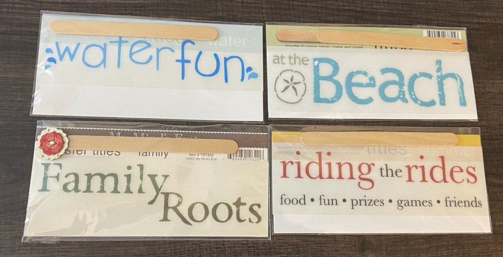 Scrapbooking Lot of 4 MME Transfer Titles Rub-Ons Water Fun, Beach,