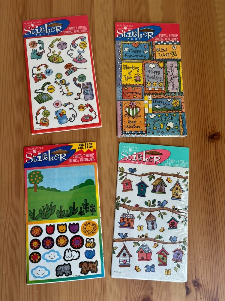 Vintage American Greetings Forget Me Knot Sticker LOT Garden Phone Flowers Birds
