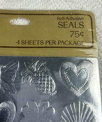 Vintage 1979 Hallmark Silver Foiled Stickers/Seals NOS Sealed (4 Sheets Per Pkg)