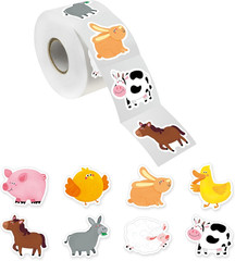 600 round Land Animal Stickers in 16 Designs, Each 1.5″ Diameter