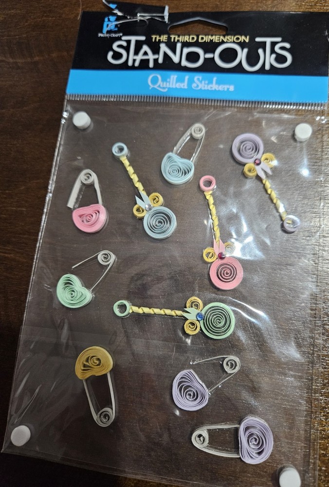 Provo Craft 3rd Dimension Quilled Stand-Outs Baby Rattles Diaper Pins stickers