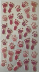 PASTEL PINK BABY GIRL PRINTS Mylar Glitter Stickers(18pc) Sticko…Newborn…Hands…