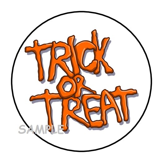 30 TRICK OR TREAT HALLOWEEN ENVELOPE SEALS LABELS STICKERS 1.5″ ROUND FAVORS