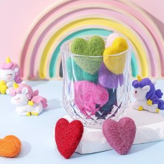 Fanfanwin 15 Pcs Felt Hearts for Crafts 1.6 x 1.8 x 0.4 inches, rainbow color