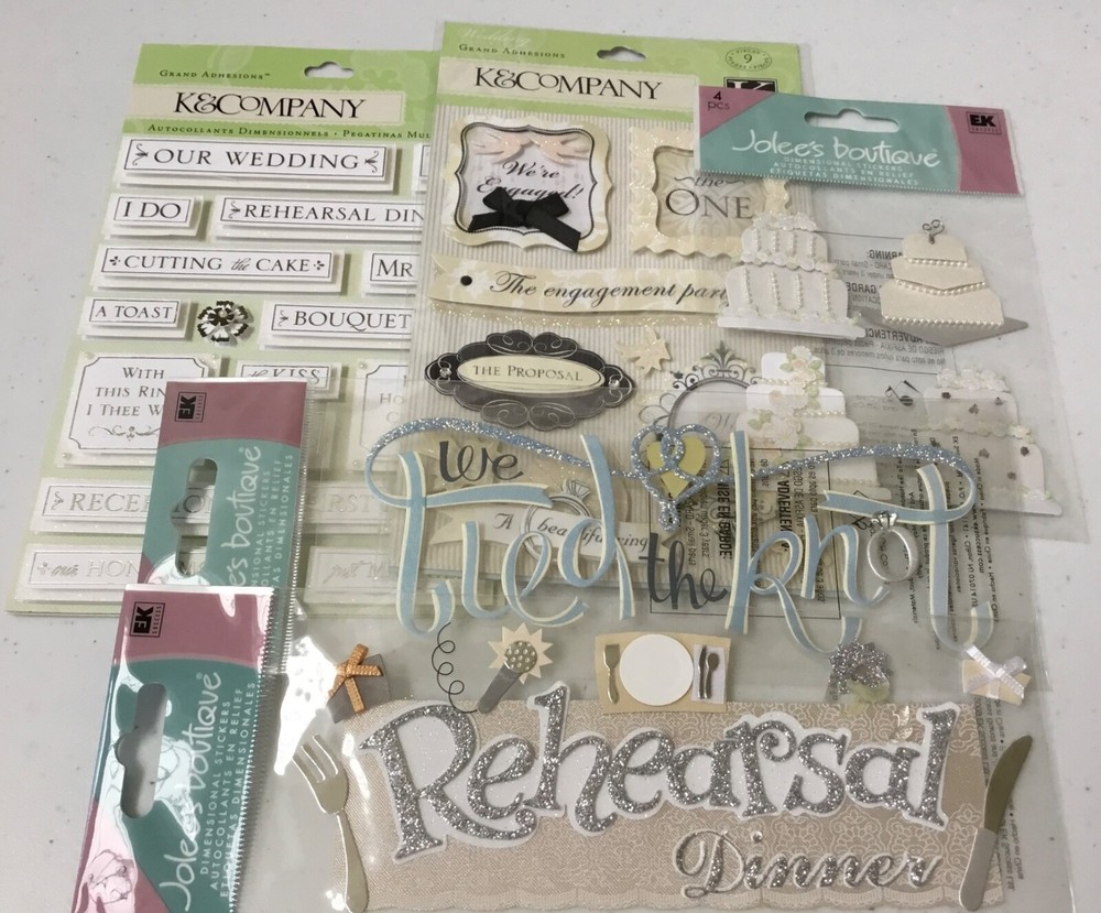 K Company *WEDDING* Scrapbooking Lot ~ Jolee’s Stickers ~ 16 Packs NEW