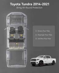 3W Floor Mats for Toyota Tundra 2014-2021 (Only for CrewMax Cab), TPE All Wea…