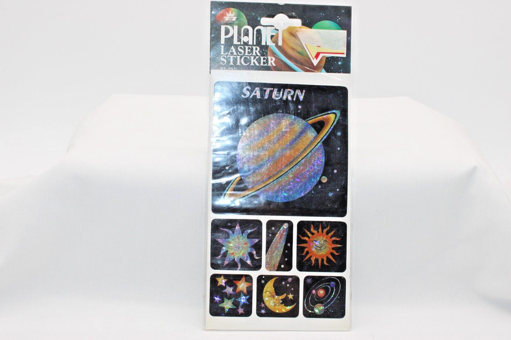 1994 Vintage Planet Laser Stickers ST-737 Adorn Gift NOS Saturn Celestial Moon