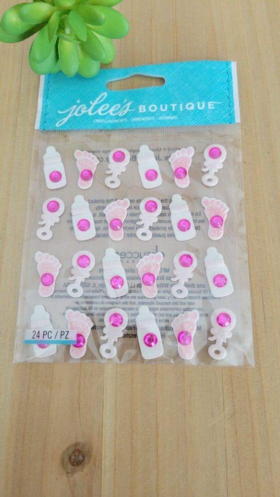 Jolee’s Scrapbooking Stickers, Baby Girl Icon Repeats, (24 Piece), Baby Shower