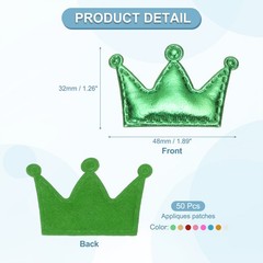 50Pcs Crown Appliques Sew on Patches, Shiny Crown Charm, Mixed Colors