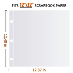 100 Pack 12×12 Scrapbook Page Protectors Heavyweight Clear Refill Sleeves 3-Ring