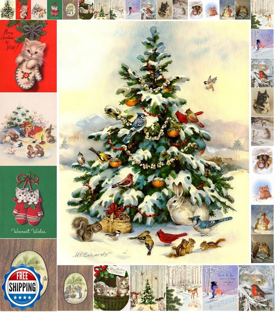 Decoupage Paper Pack (35 Sheets 6″x8″) Kittens Love Christmas FLONZ Vintage S