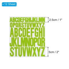 PATIKIL Letter Stickers 1 Inch 2 Inch, 12 Sheets Self Adhesive Yellow Green