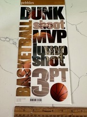 Pebbles Snapshot Word Stickers – Basketball – Shoot Dunk 3PT MVP Scrapbooking