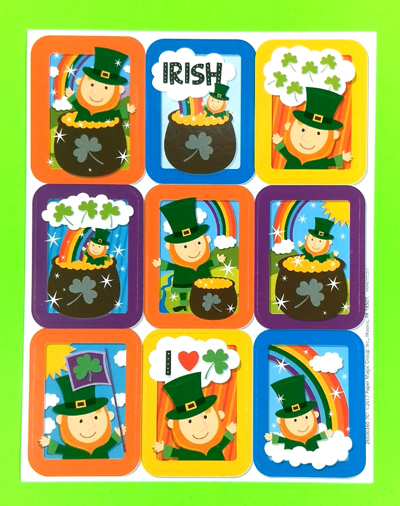 Eureka Leprechauns Sticker Sheet Retired St. Patricks Day Irish